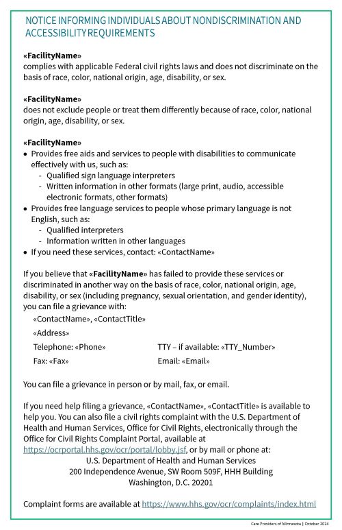 Notice of Nondiscrimination Poster